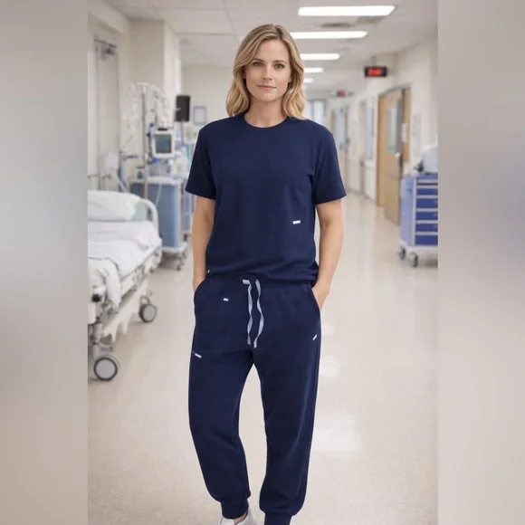 Figs Tecnical Collection Navy Blue scrubs Joggers Set - Picture 1 of 6